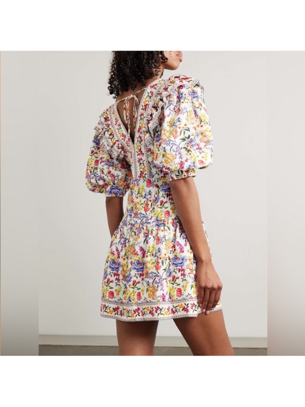 ‼️NEW Farm Rio Off-White Greek Garden Lenzing™ Ecovero™ Floral Mini Dress - Picture 5 of 14